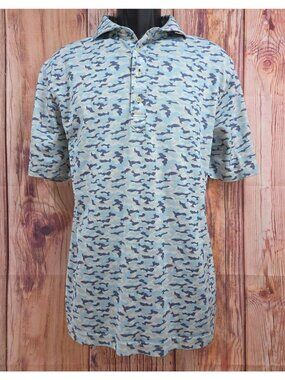 Stitch Blue Camo Print Polo Shirt Medium